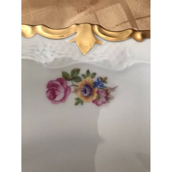 Reichenbach Fine China Floral Round Platter Plate GermanyHeavy Gold Trim 13" - Picture 10 of 11